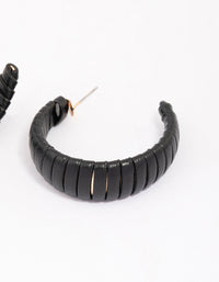 Black Faux Leather Wrapped Hoop Earrings - link has visual effect only