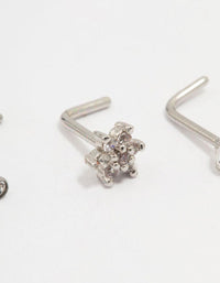 Surgical Steel Flower Nose Stud 3-Pack - link has visual effect only