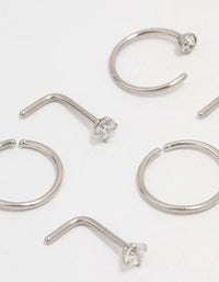 Surgical Steel Diamante Nose Piercing 6-Pack - link has visual effect only