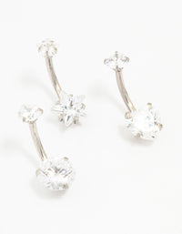 Surgical Steel Star & Heart Crystal Belly Piercing 3-Pack - link has visual effect only