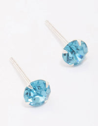 Sterling Silver Blue Czech Crystal Small Stud Earrings - link has visual effect only