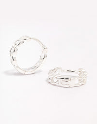 Sterling Silver Textured Huggie Hoop Earrings - link has visual effect only