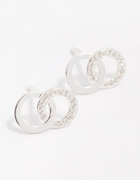 Sterling Silver Cubic Zirconia Circular Stud Earrings - link has visual effect only