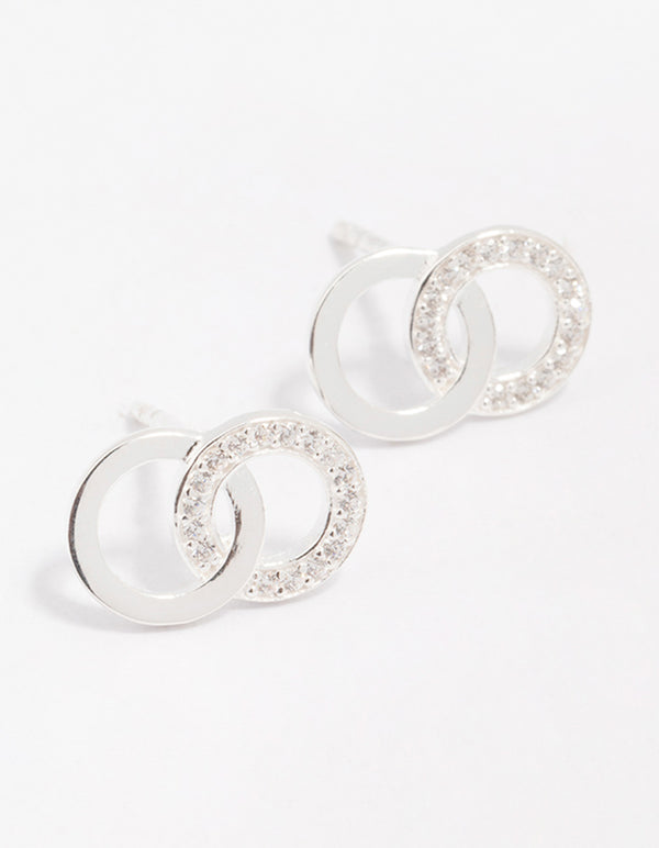 Sterling Silver Cubic Zirconia Circular Stud Earrings