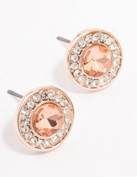 Rose Gold Halo Diamante Stud Earrings - link has visual effect only