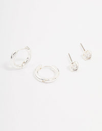 Silver Diamante Stud & Hoop Earring Pack - link has visual effect only