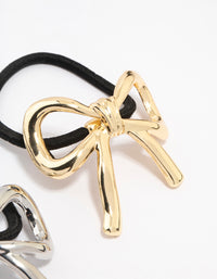 Mixed Metal Bow Hair Ties 2-Pack - link has visual effect only