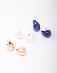 Acrylic Teardrop Huggie Hoop Earring 3-Pack - link has visual effect only