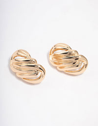 Gold Layered Oval Stud Earrings - link has visual effect only