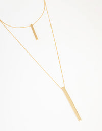 Gold Double Row Long Bar Necklace - link has visual effect only