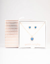 Rose Gold Heart Halo Jewellery Set - link has visual effect only