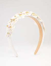 Gold Crystal Layered Faux Leather Headband - link has visual effect only