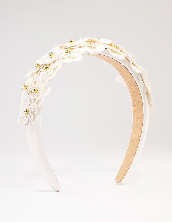 Gold Crystal Layered Faux Leather Headband