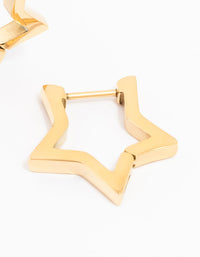 Gold Plated Surgical Steel Star Outline Huggie Earrings - link has visual effect only