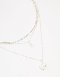 Silver Plated Cupchain Pear & Pearl Necklace - link has visual effect only