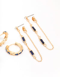 Gold Navy Mix Earring 3-Pack - link has visual effect only