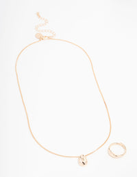 Gold Smooth Stone Necklace & Ring Set - link has visual effect only