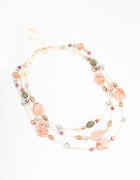 Gold Beaded Mixed Stone Layered Necklace - link has visual effect only