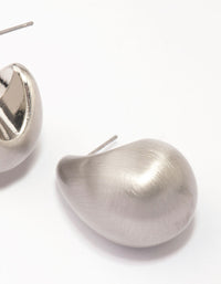 Silver Midi Matte Pear Hoop Earrings - link has visual effect only