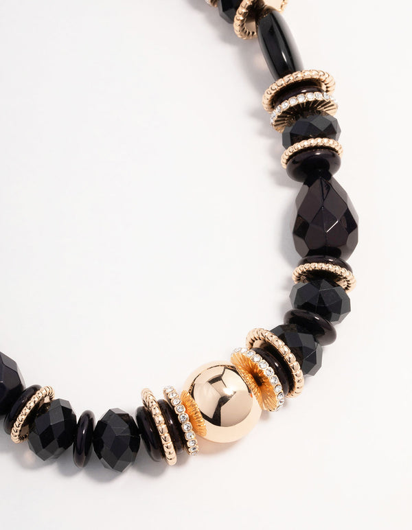 Beaded Black Statement Necklace