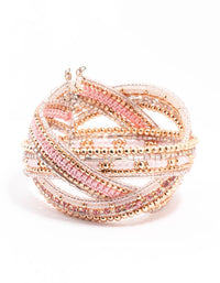 Rose Gold Bead Cuff Twisted Bangle - link has visual effect only