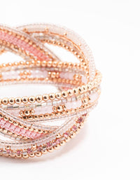 Rose Gold Bead Cuff Twisted Bangle - link has visual effect only