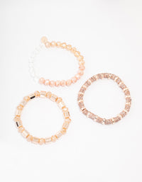 Rose Gold Beaded Multi Pack Of 3 Stretch Bracelets - link has visual effect only