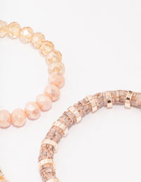 Rose Gold Beaded Multi Pack Of 3 Stretch Bracelets - link has visual effect only