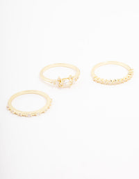 Gold Plated Fine Marquise Triple Stacking Ring Pack - link has visual effect only