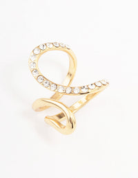 Gold Plated Diamante Trail Swirl Ring - link has visual effect only