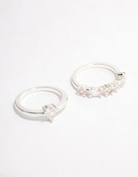 Silver Plated Alternating Pear Stacking Rings - link has visual effect only