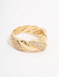 Gold Plated Cubic Zirconia Braided Ring - link has visual effect only