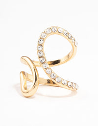 Gold Plated Diamante Trail Swirl Ring - link has visual effect only