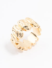 Gold Plated Molten Stone Band Ring - link has visual effect only