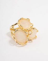 Gold Plated Statement Semi-Precious Trio Ring - link has visual effect only