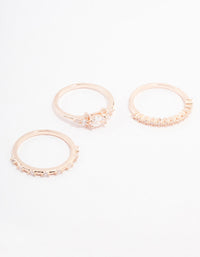 Rose Gold Plated Fine Marquise Stacking Ring 3-Pack - link has visual effect only