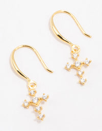 Gold Plated Sterling Silver Cubic Zirconia Cross Dangly Earrings - link has visual effect only