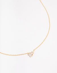 Gold Plated Sterling Silver Cubic Zirconia  Pear Pendant Necklace - link has visual effect only