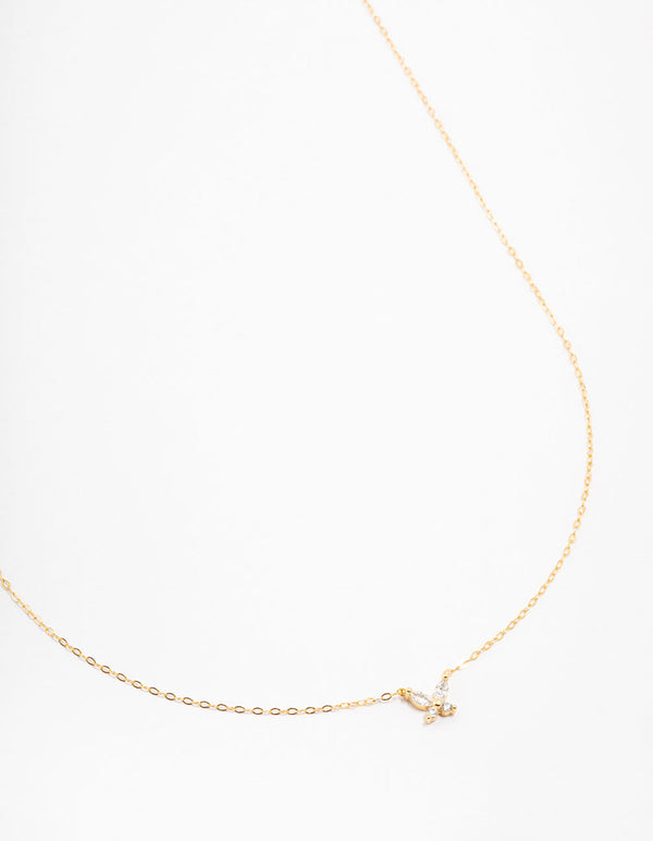 Gold Plated Sterling Silver Cubic Zirconia Mini Butterfly Necklace