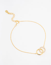 Gold Plated Sterling Silver Pave Link Hoop Bracelet And Anklet - link has visual effect only