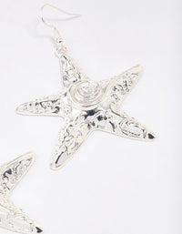 Silver Molten Starfish Drop Earrings - link has visual effect only