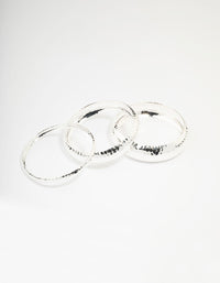 Silver Mixed Molten Bangle 3-Pack - link has visual effect only