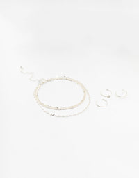 Silver Dumbell Anklet & Toe Rings Set - link has visual effect only