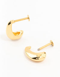 Gold Plated Surgical Steel Teardrop Hoop Flat Back Earrings 2-Pack - link has visual effect only