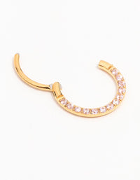 Gold Plated Surgical Steel Cubic Zirconia Clicker Earring 8MM - link has visual effect only