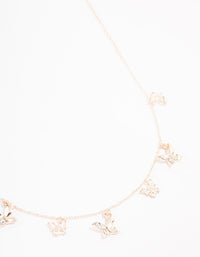 Rose Gold Butterfly Charm Diamante Necklace - link has visual effect only