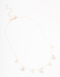 Rose Gold Butterfly Charm Diamante Necklace - link has visual effect only