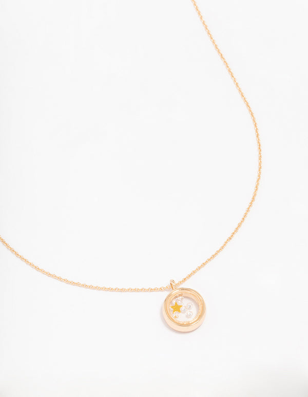 Gold Diamante Shaker Star Pendant Necklace