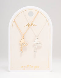 Mixed Metal Butterfly Diamante Necklace Pack - link has visual effect only