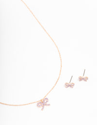 Rose Gold Bow Diamante Jewellery Set - link has visual effect only